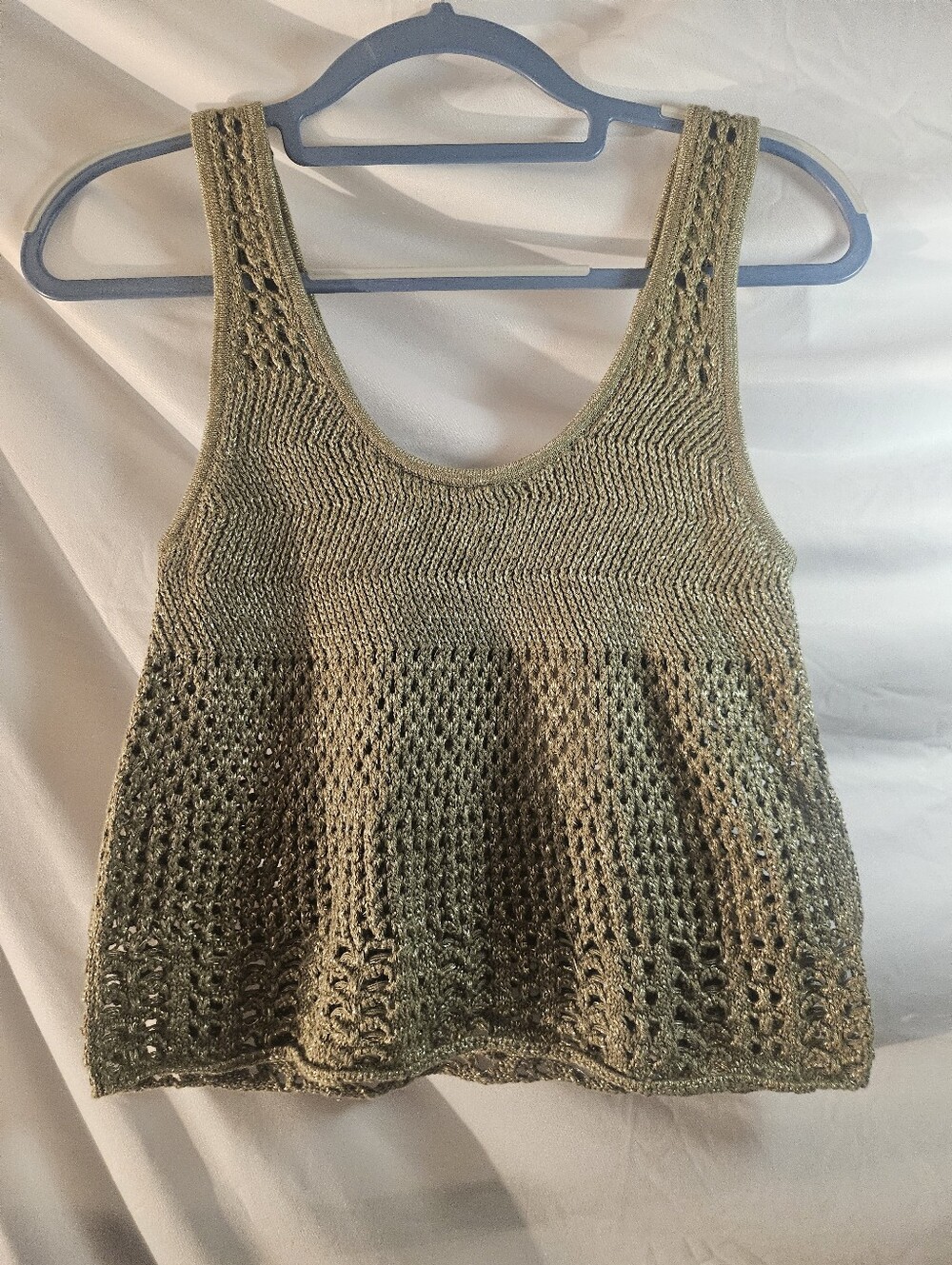 Abercrombie & Fitch Olive Green Knit Scoop Tank Med With Metallic Threads Nwt